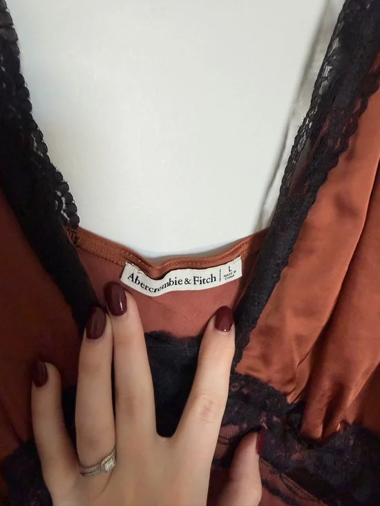 Abercrombie & Fitch Satin Slip Midi Dress Lace - Picture 4 of 7